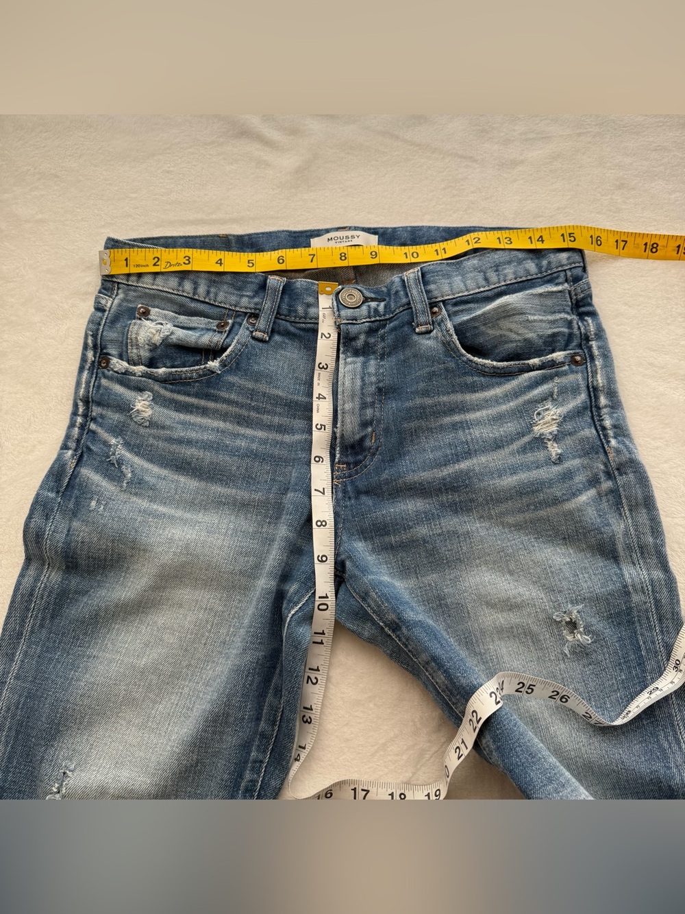 MOUSSY MV Lenwood Skinny Distressed Jeans in Blue Size 28 - Picture 10 of 11